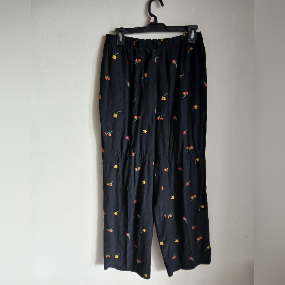 Coldwater Creek Black Floral Pants Size 14W